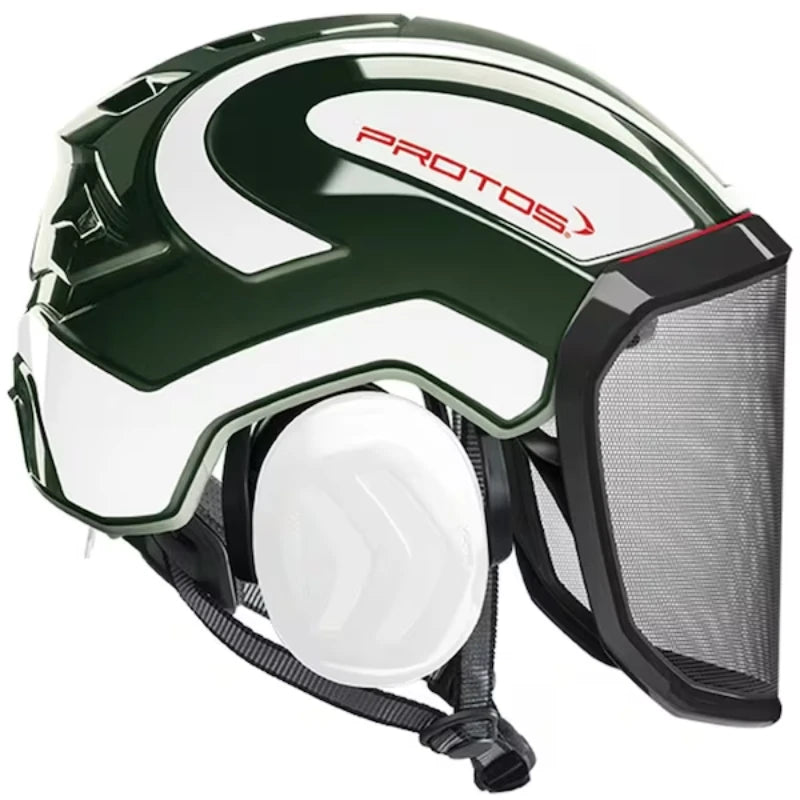 23702 Protos Arborist Helmet System - Olive & Hi-Vis White