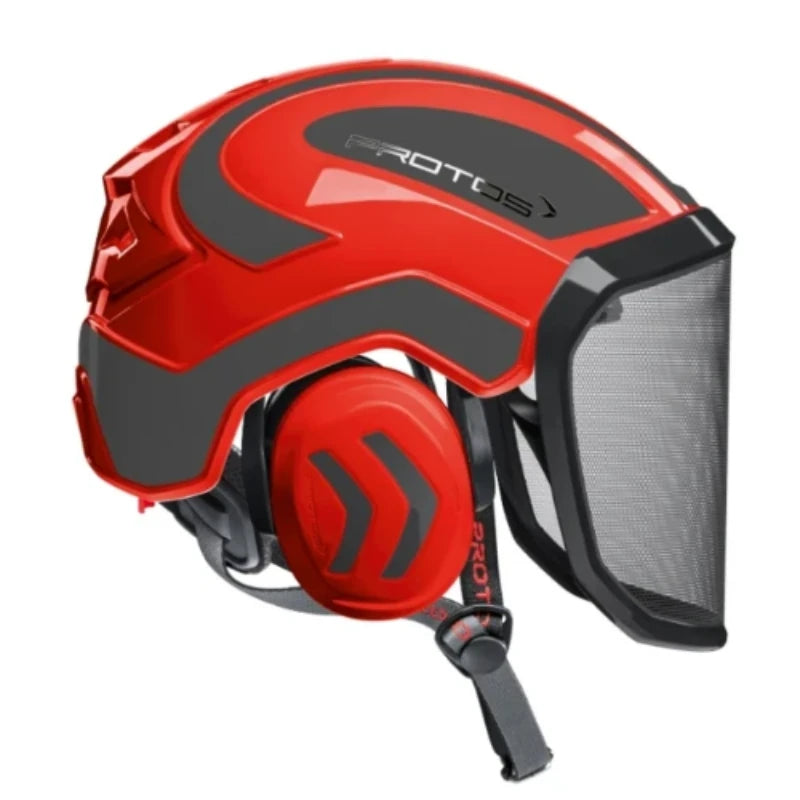 15547 Protos Integran Arborist Helmet - Red and Grey