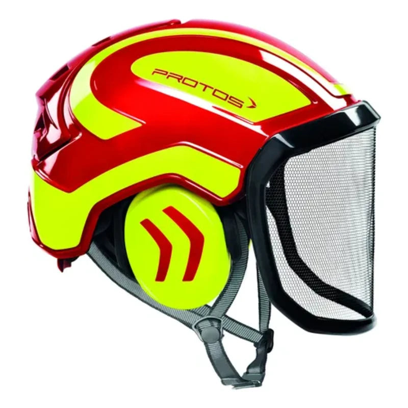Protos Arborist Helmet - Red - Yellow