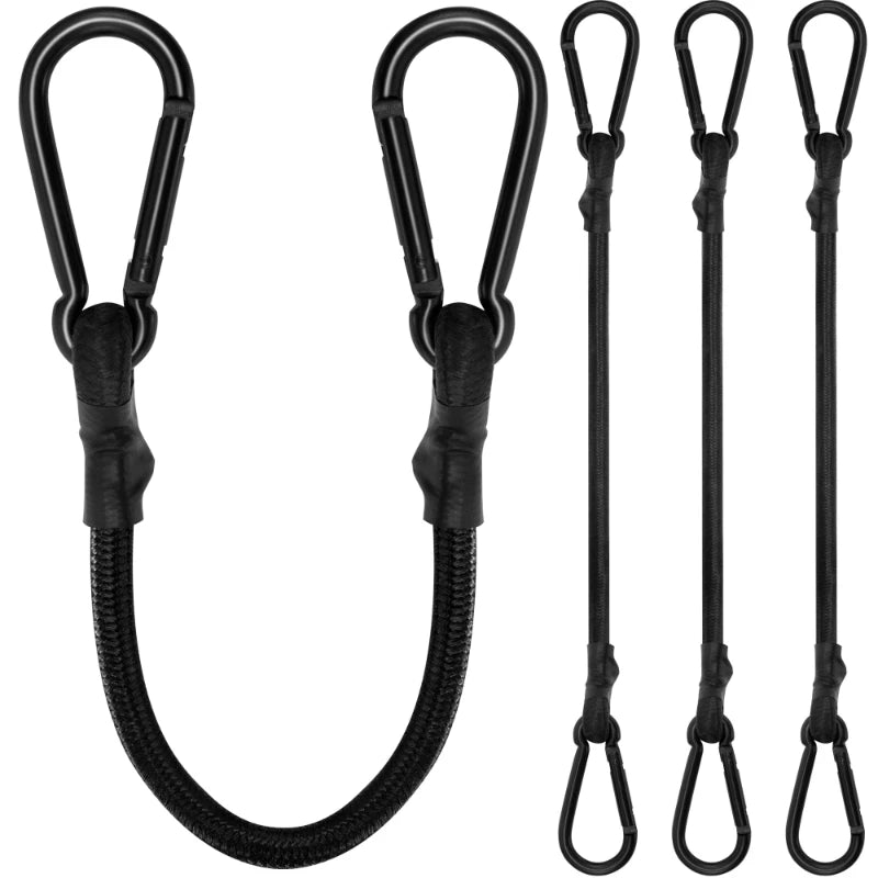 X003RGVNWJ 12" Heavy Duty Bungee Cords with Carabiner Hooks- Resorte con Mosqueton
